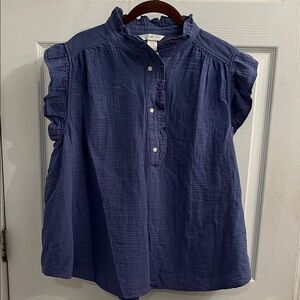 H&M Periwinkle Ruffle Sleeve Cotton Top